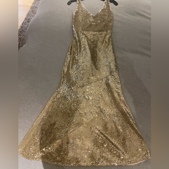 Rachel Zoe gold sequin midi dress - Picture 2 of 5